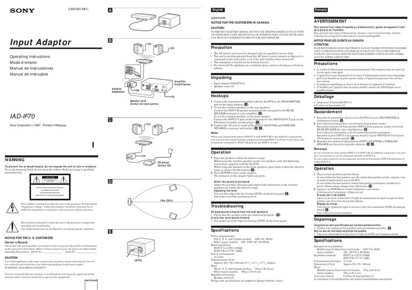 Sony IAD-IF70 User manual