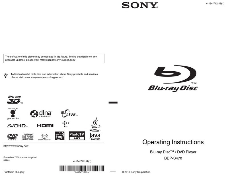 Sony BDP-S470 - Blu-ray Disc™ Player operating instructions