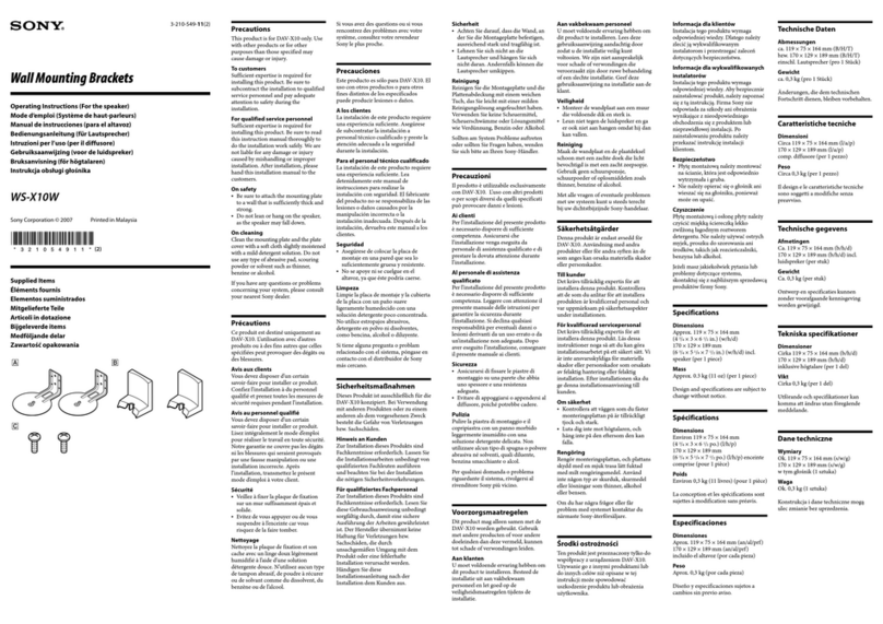Sony WS-X10W operating instructions