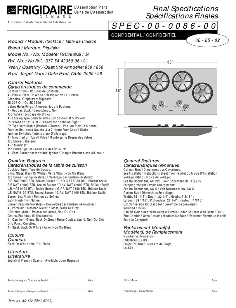 Frigidaire FGC36S6JB User manual