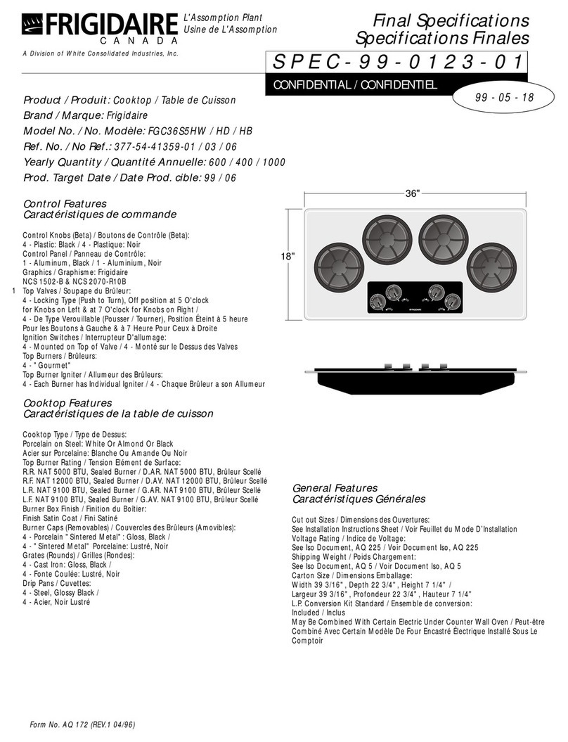 Frigidaire FGC36S5HB User manual