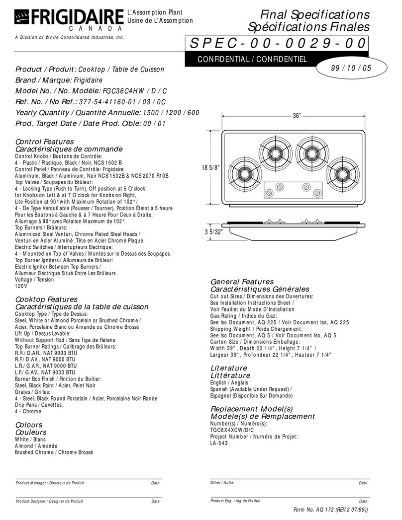 Frigidaire FGC36C4HW User manual