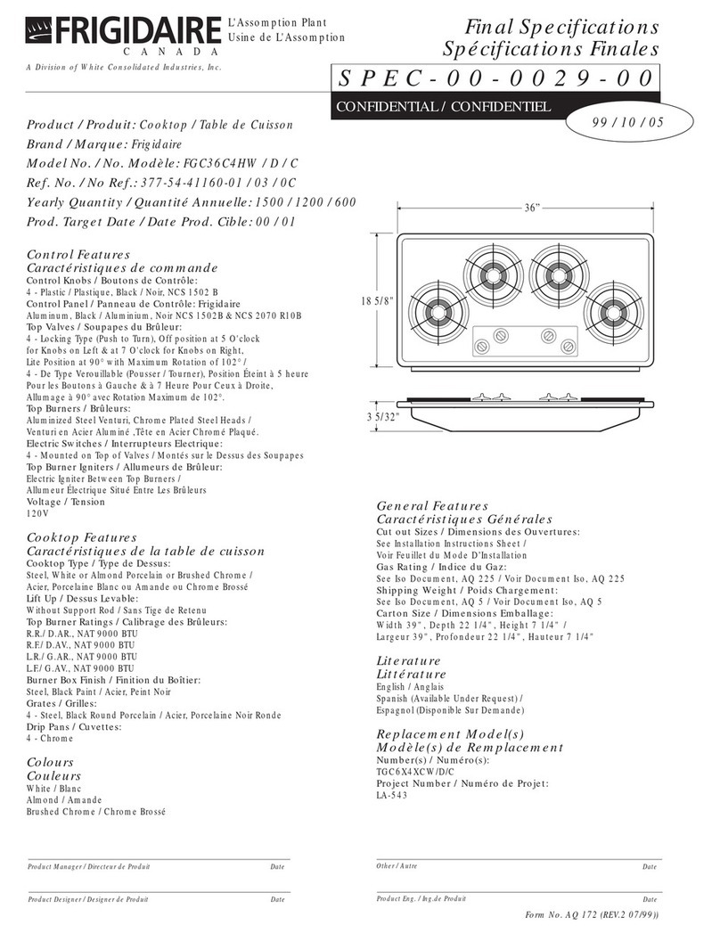 Frigidaire FGC36C4HWD Specifications