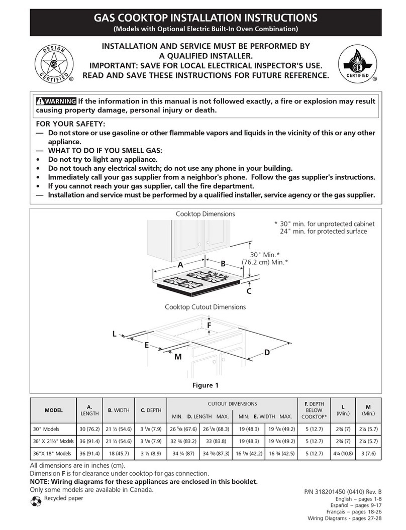 Frigidaire FGC6X9XGTA installation instructions