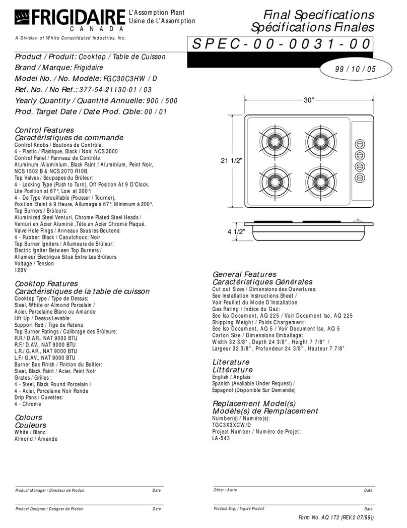 Frigidaire FGC30C3HW Specifications