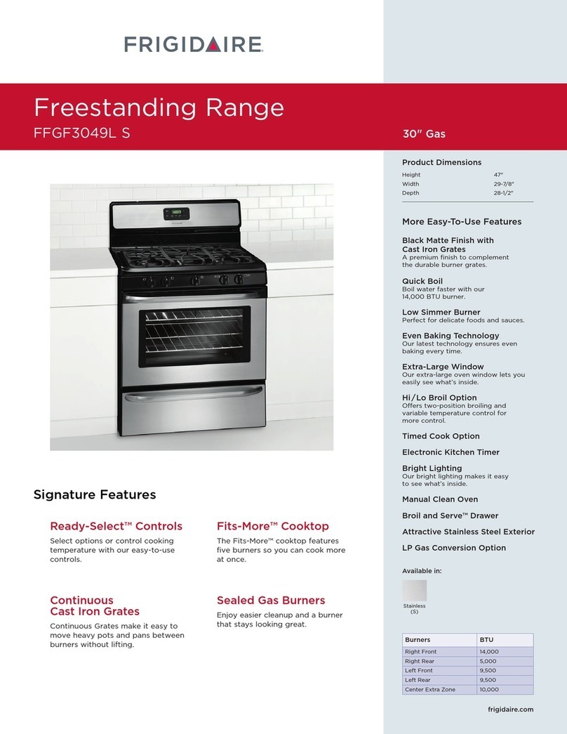 Frigidaire FFGF3049LS Specifications