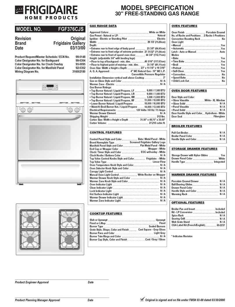Frigidaire FGF376CJS User manual Frigidaire FGF376CJS User manual