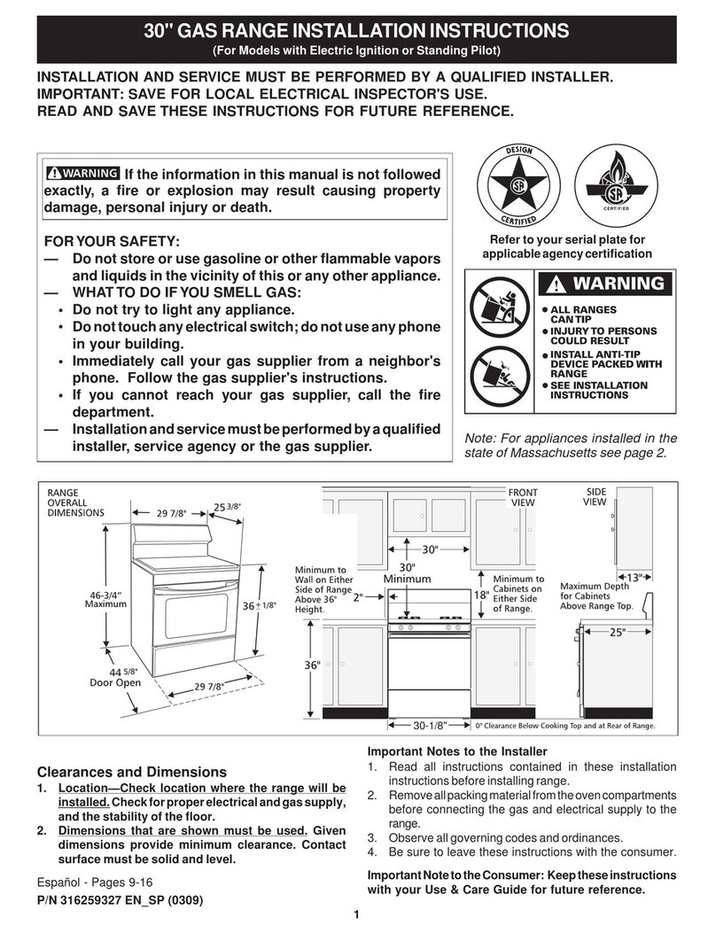 Frigidaire FGF318MXECA User manual