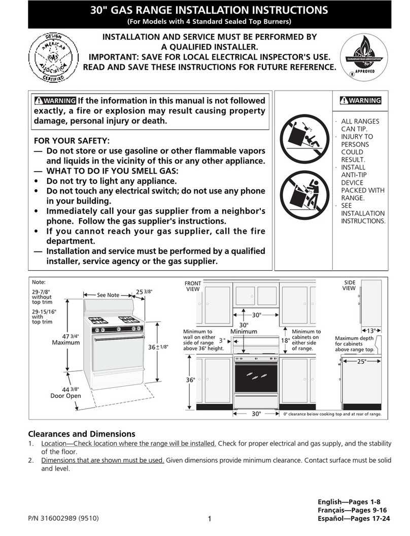 Frigidaire FGF358CGSC User manual Frigidaire FGF358CGSC User manual