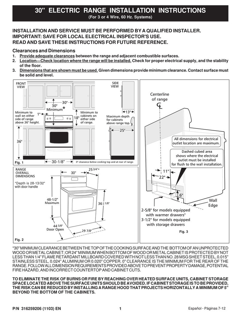 Frigidaire FEF326AB - FEF326B - 30 Electric Range User manual