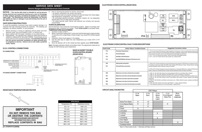 Frigidaire FEFLM66ESB Service data sheet