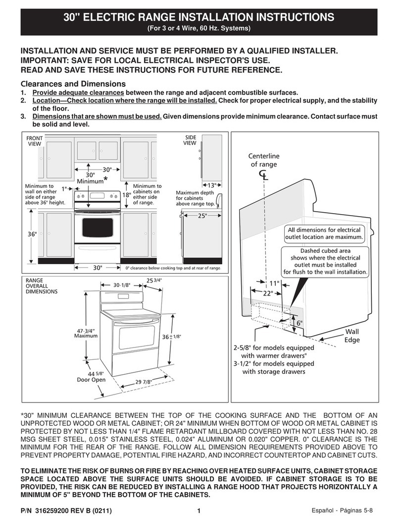 Frigidaire FEFL8ABC installation instructions
