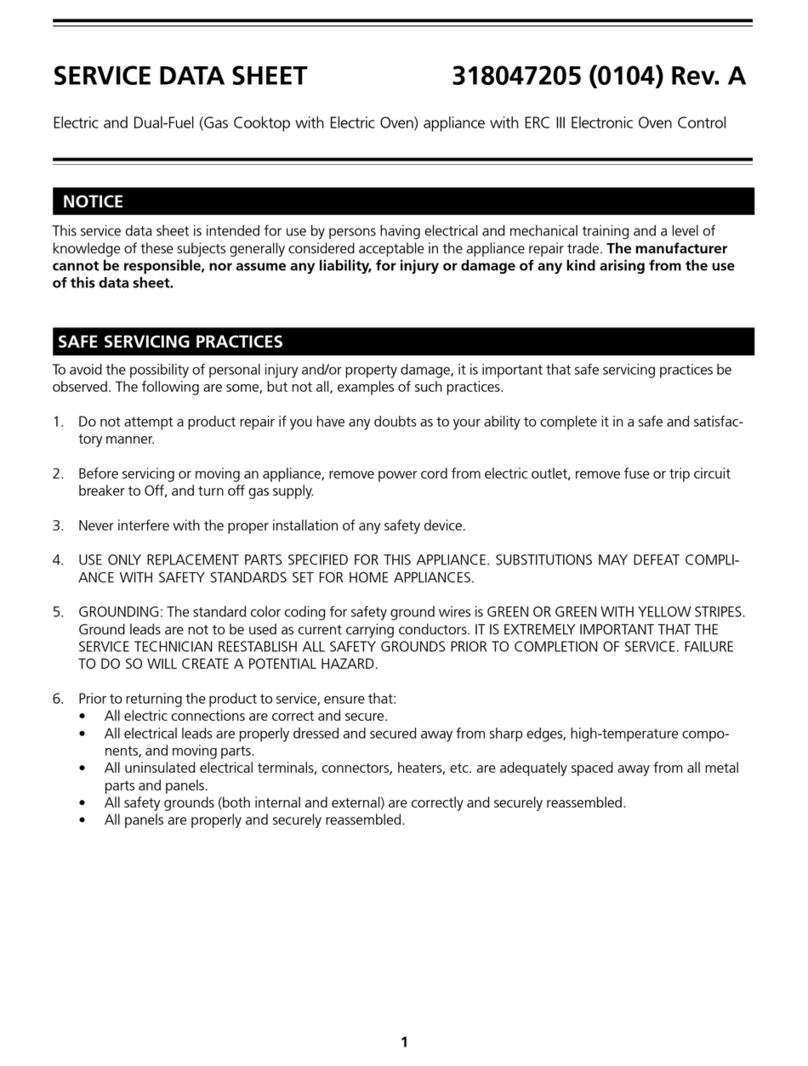 Frigidaire PLCF489CCF Service data sheet