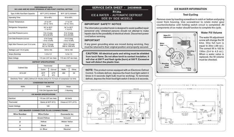 Frigidaire FRS26W2BSB3 Service data sheet