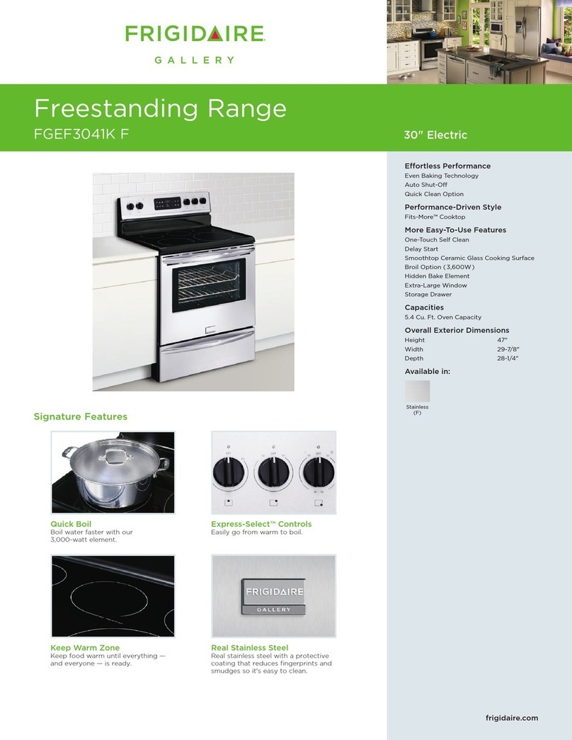 Frigidaire FGEF3041KF - Electric Range 5.4 Cu.ft User manual