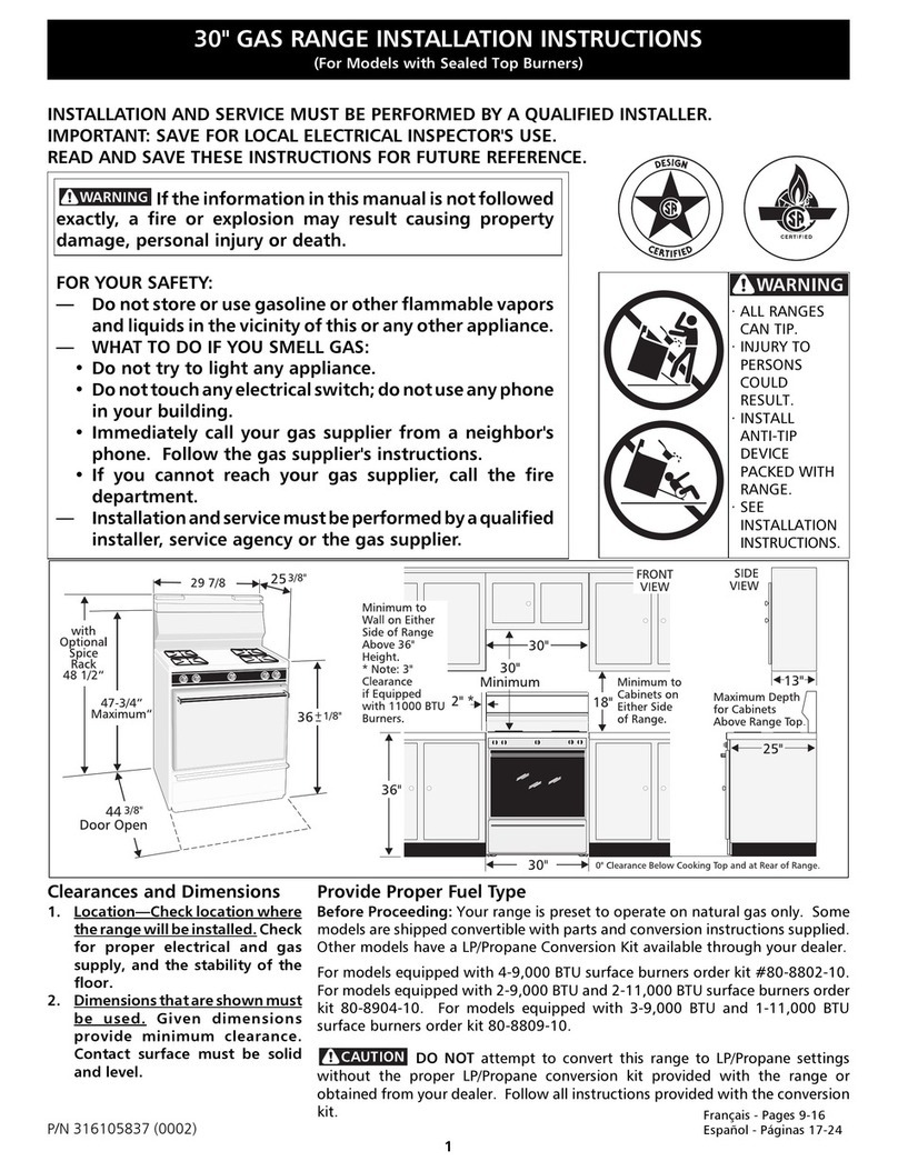 Frigidaire FGFS68CJTA User manual Frigidaire FGFS68CJTA User manual