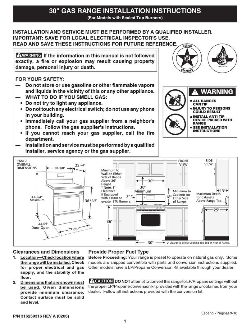 Frigidaire FGFL88ASB User manual