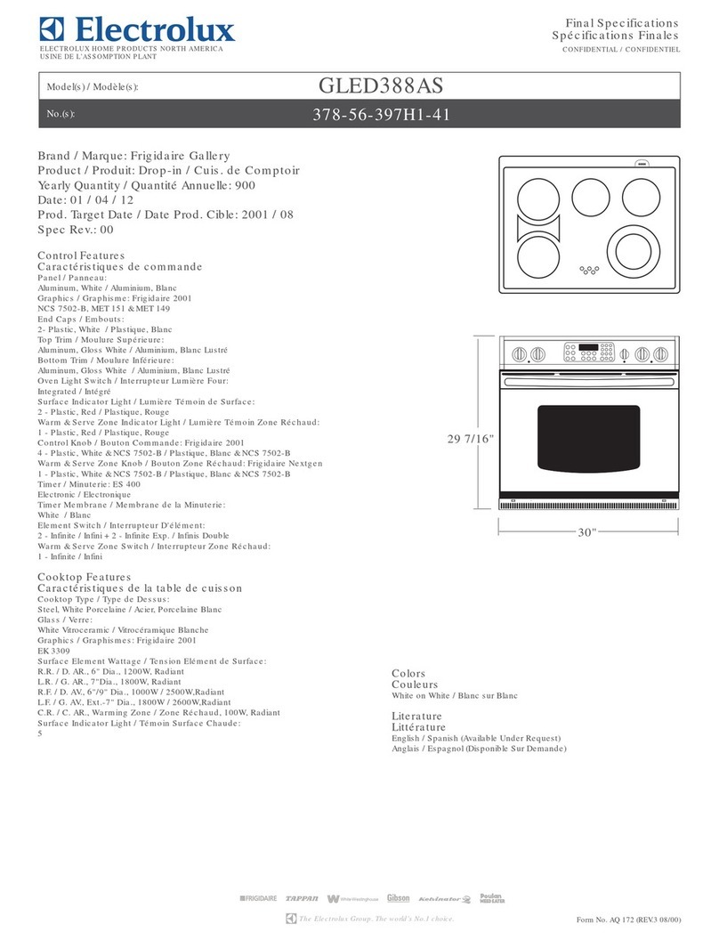 Frigidaire GLED388A User manual