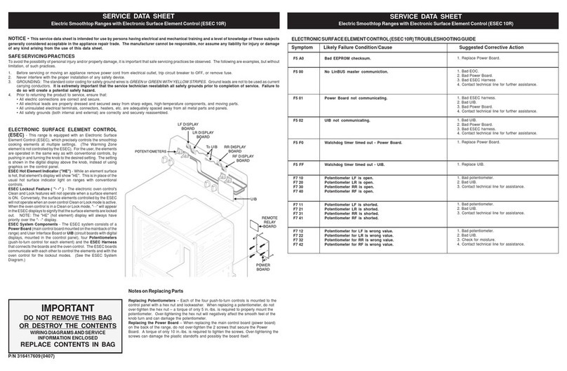Frigidaire GLEFM397D Service data sheet