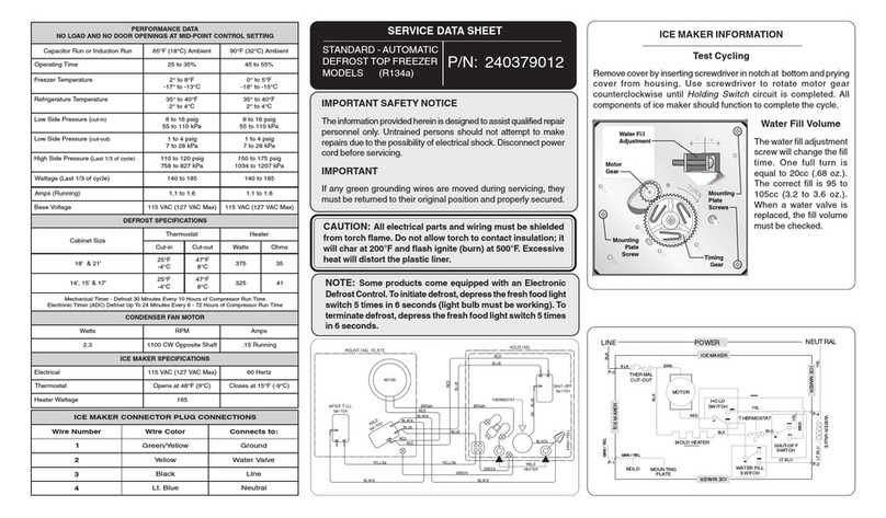 Frigidaire FRT21S6AW7 Service data sheet Frigidaire FRT21S6AW7 Service data sheet