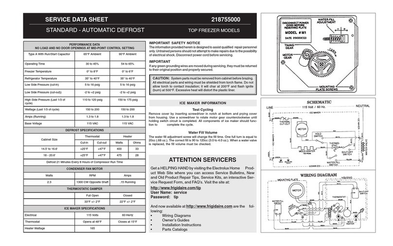 Frigidaire FRT21QRJZ3 Service data sheet