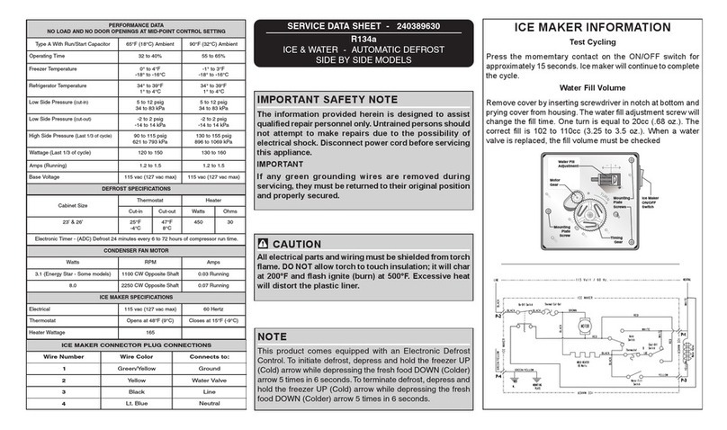 Frigidaire GLHS68EGPW3 Service data sheet
