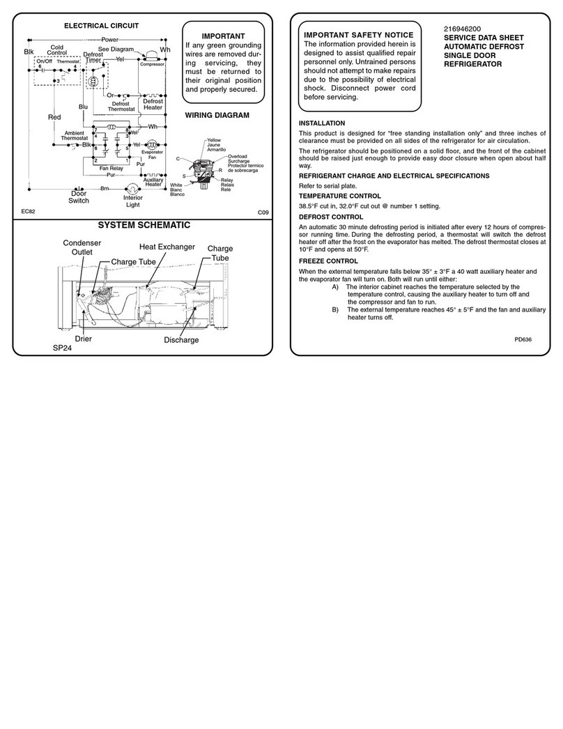 Frigidaire FRU17G4JW9 Service data sheet