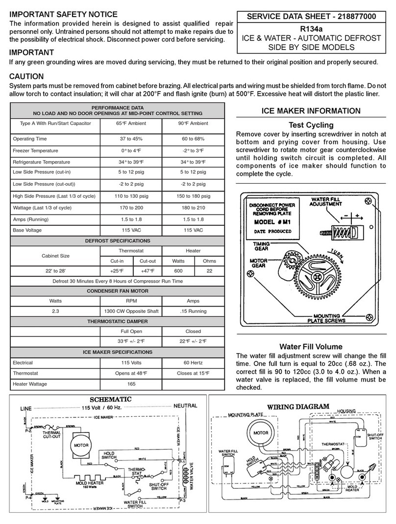 Frigidaire FRS28ZRGW3 Service data sheet