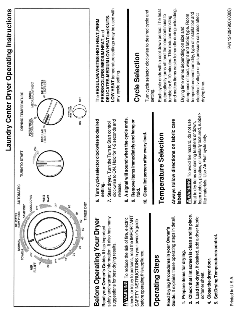 Frigidaire GLET1142CS0 User manual
