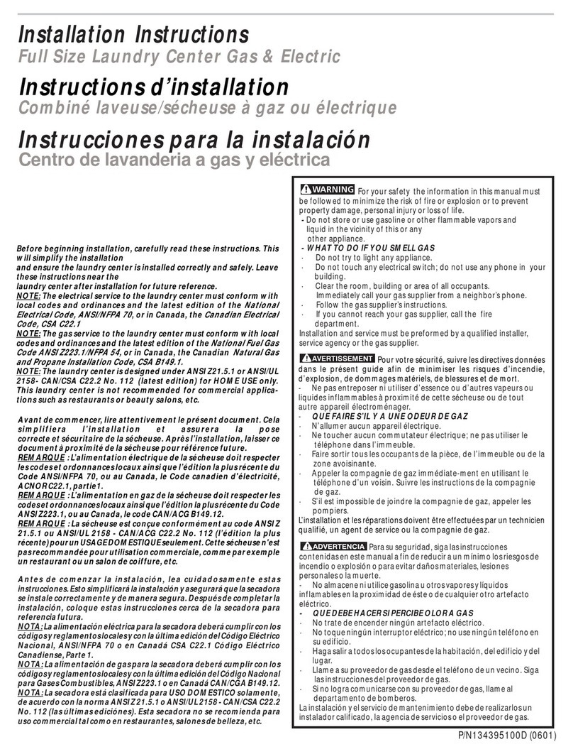 Frigidaire GLEH1642DS1 User manual