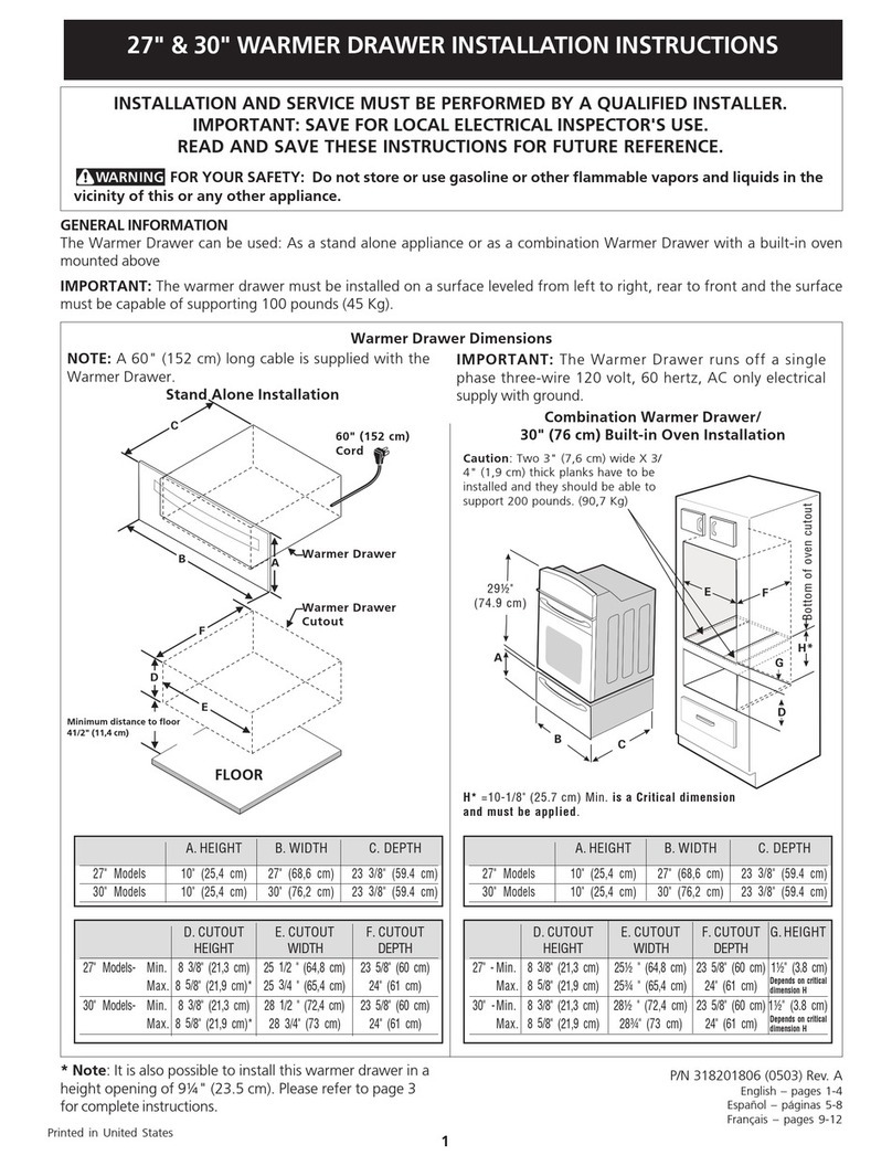 Frigidaire PLEW30S3DCB User manual
