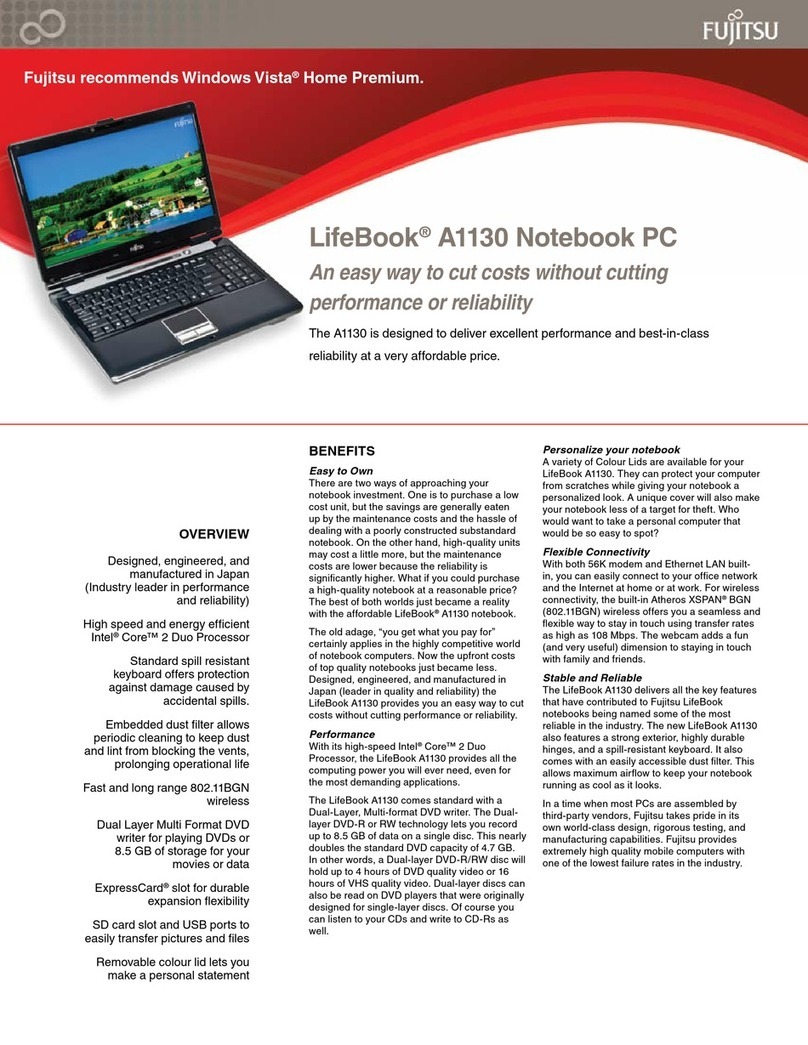 Fujitsu A1130 - Lifebook T6500 4GB 500GB Specifications