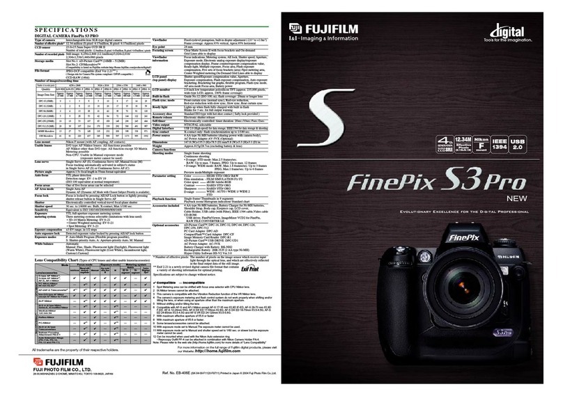 FujiFilm Finepix S3 Pro UVIR Brochure & specs