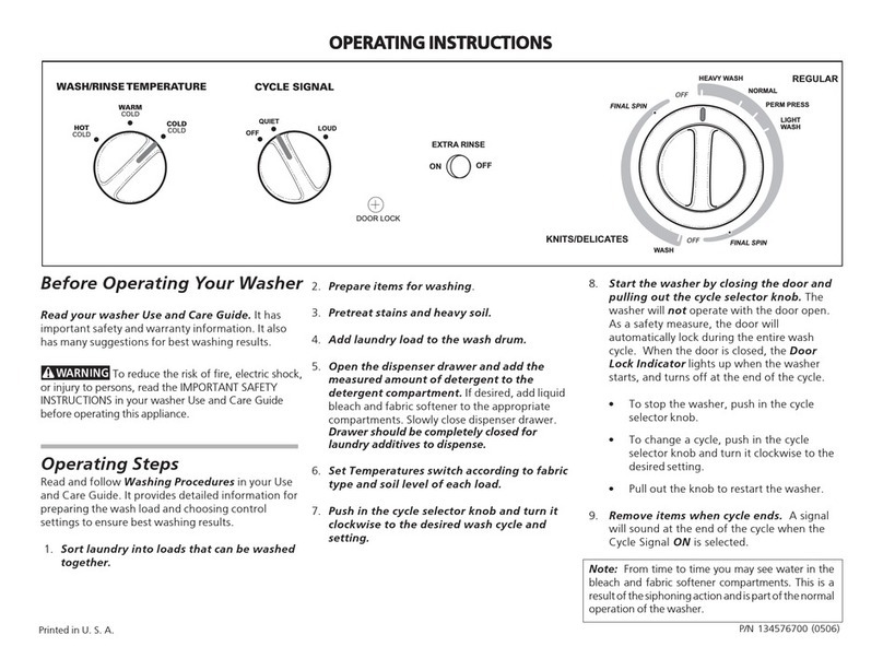 Frigidaire FTF530FS - 27" Front-Load Washer User manual