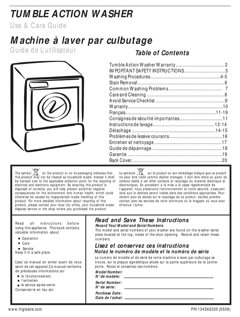Frigidaire FTF2140ES1 Use and care guide