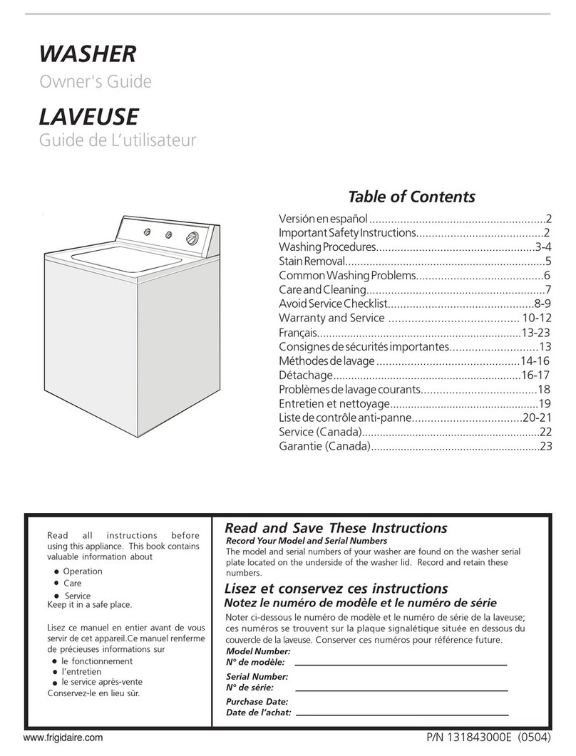 Frigidaire GLWS1979AS3 User manual