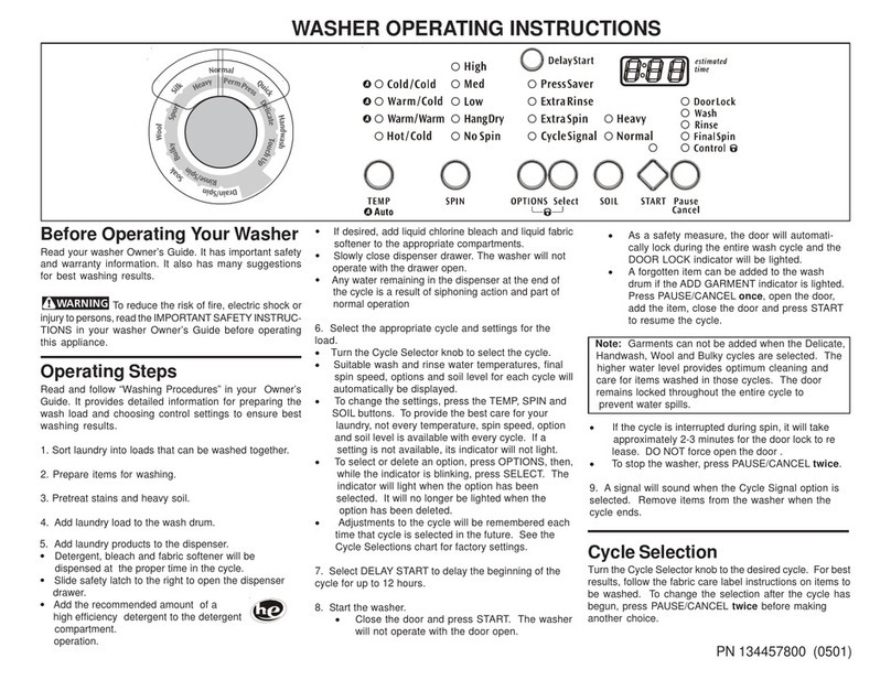 Frigidaire GLTF2940ES2 User manual