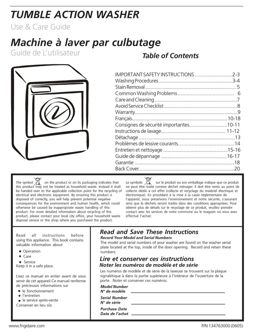 Frigidaire GLTF2940EE0 User manual
