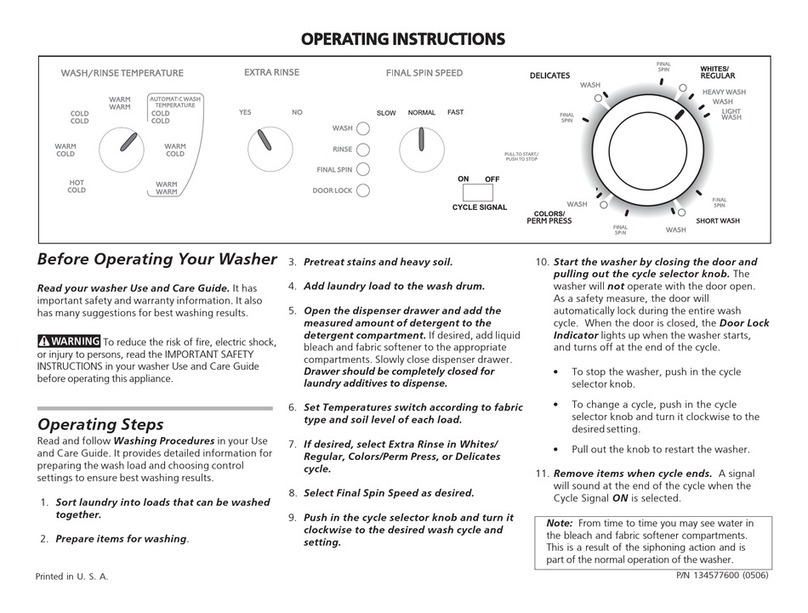 Frigidaire GLTF1570ES1 User manual