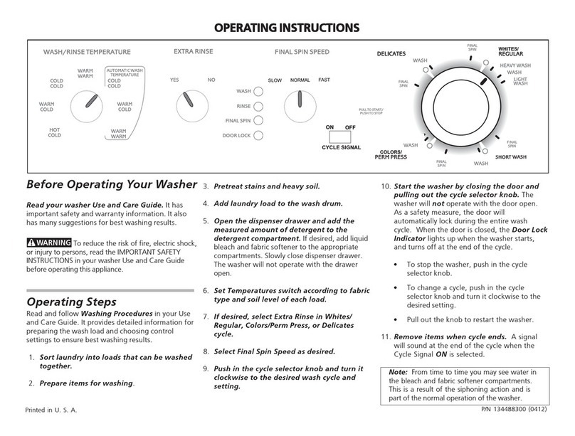 Frigidaire GLTF1570ES0 User manual