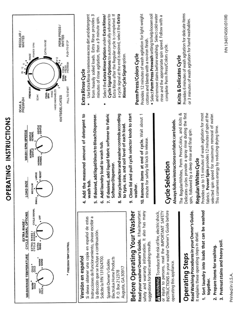 Frigidaire GLWS1749AS2 User manual
