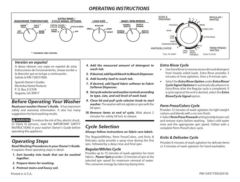 Frigidaire GLWS1749AS4 User manual