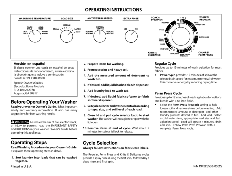 Frigidaire Gallery GLWS1649AS2 User manual