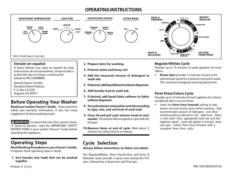 Frigidaire GLWS1649AS4 User manual