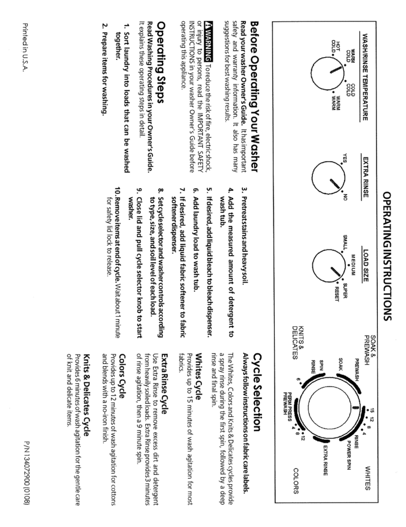 Frigidaire GLWS1349AS1 User manual