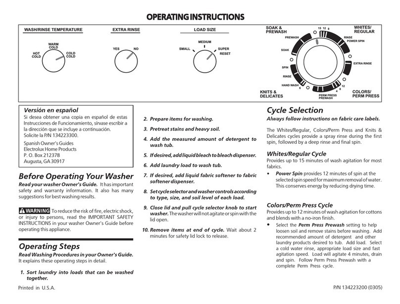 Frigidaire GLWS1339ES1 operating instructions