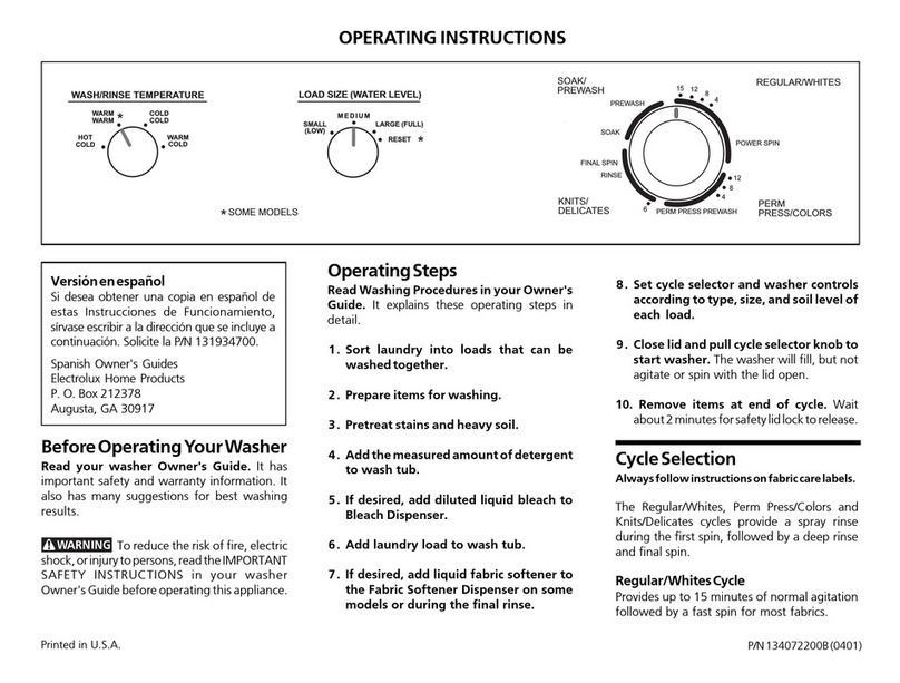 Frigidaire GLWS1233AS3 User manual