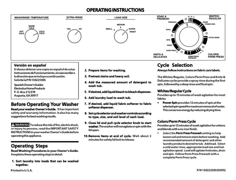 Frigidaire GLWS1339CS1 User manual