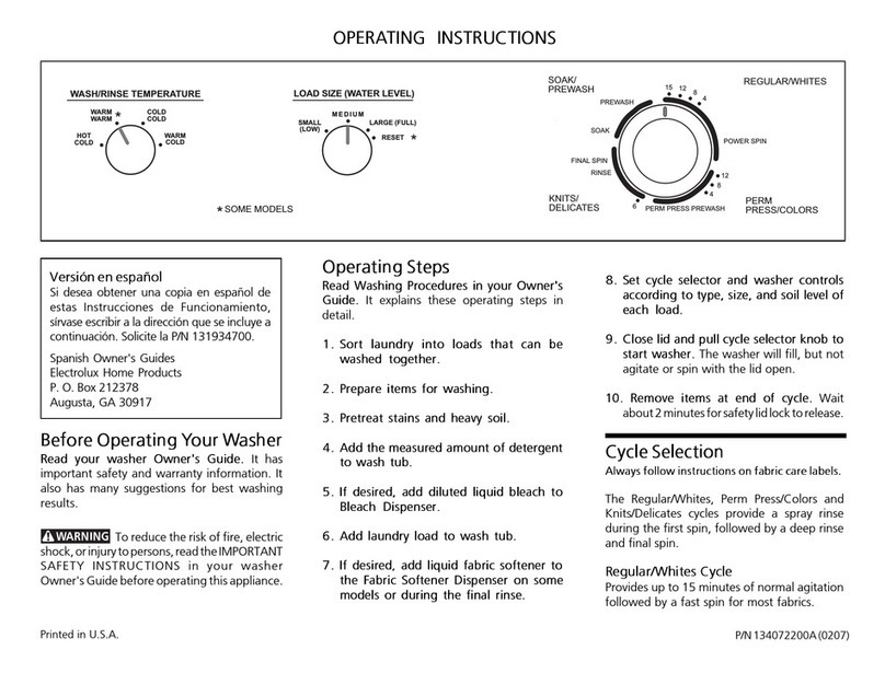 Frigidaire GLWS1233AS1 User manual
