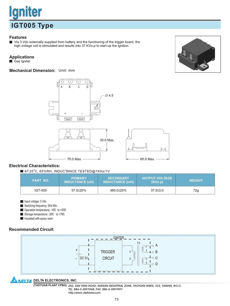 Delta Electronics Igniter IGT005 Specification sheet